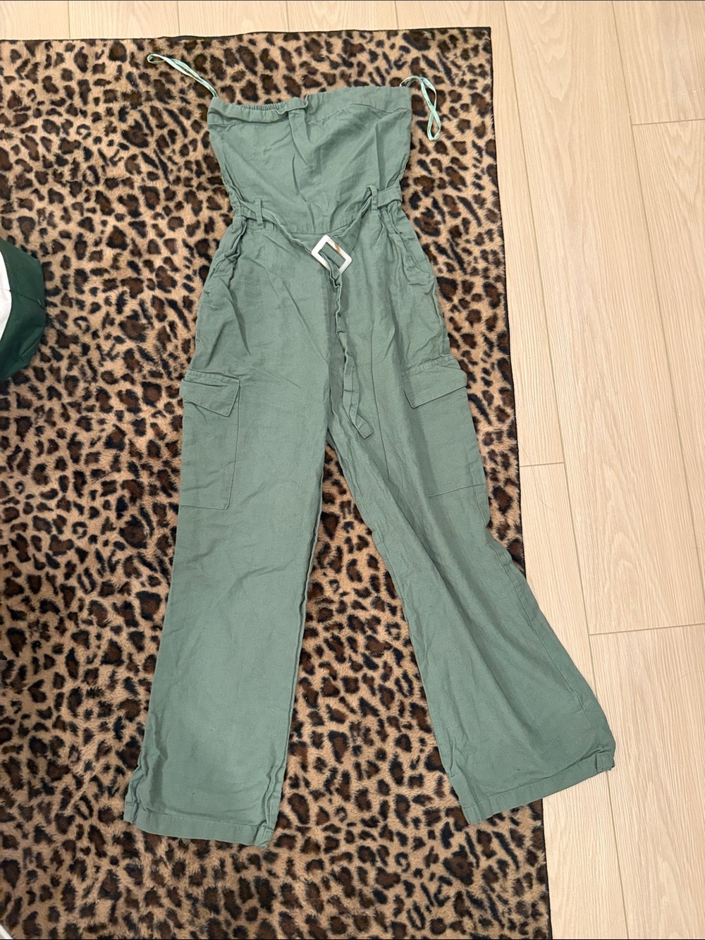 Women’s Olive Green Utility Strap Jumpsuit